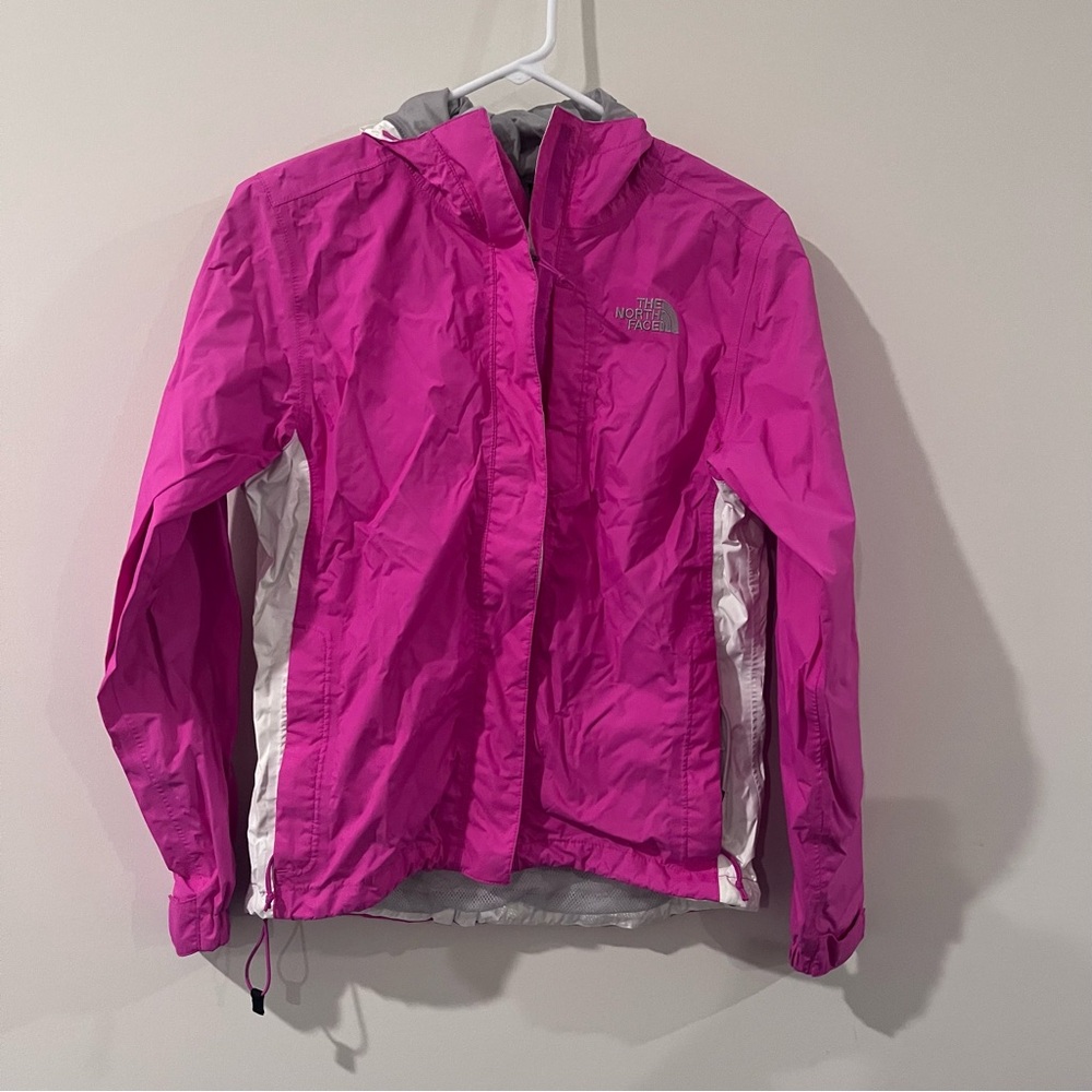 The North Face Pink and White Women’s Rain Jacket with Hood XS